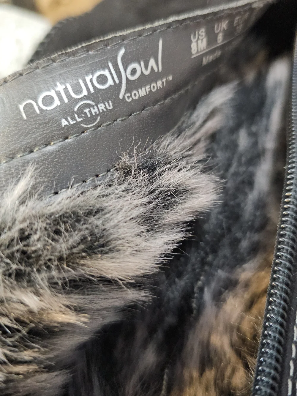 Natural Soul Size 8 Black Faux Fur-Trim Mid-Calf Winter Boots